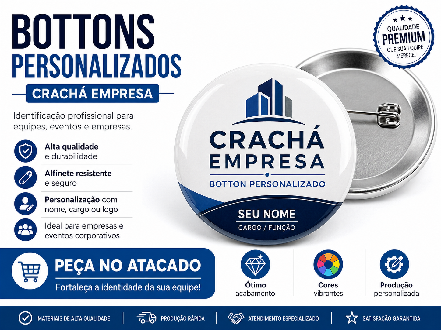 Bottons Personalizados para Crachá de Empresa